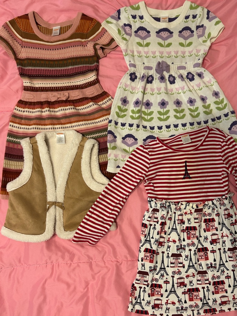 Gymboree Girls' Mixed Dresses & Vest Set in Pink, Purple, Brown, Red, White